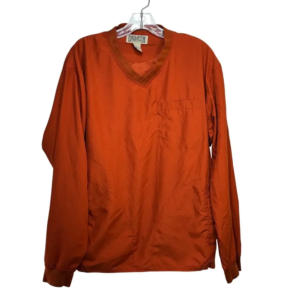 Duluth Trading Bogey Windshirt V-Neck Pullover Jacket Men's Medium Orange 66514